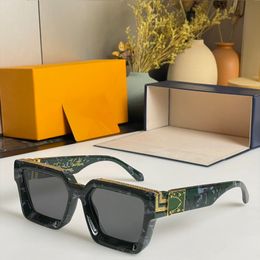 Diseñador de alta calidad Millionaire Sunclasses 96006 Color mezclado Moda clásica para hombre Cuadrado Verde esmeralda UV400 Viajes Vacaciones Estilo de moda personalizado