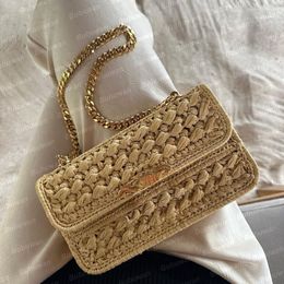 Designer de qualité supérieure Raffias Sac à épaule chaîne tricot Crochet Summer Femmes Crossbody Fape Luxury Classique Fashion Paille Triomphes