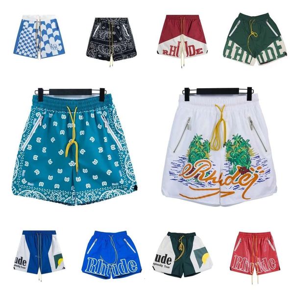 Short de rhude de qualité supérieure Short de plage de mode d'été Hommes Femmes Street Wear rouge bleu noir lâche léger short de rhude short de gym court pour hommes zb