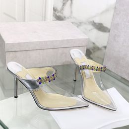 Designer de qualité supérieure sandales femmes PVC talons hauts veau à l'intérieur des chaussures de fête de mariage avec la boîte EU35-42