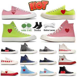 Top Kwaliteit Designer schoenen uit de jaren 70 All Star Casual Canvas Shoes Red Heart Mens dames sneakers Big Chuck 70 Platform Black White Walk High Sport Trainers Dhgate 35-44