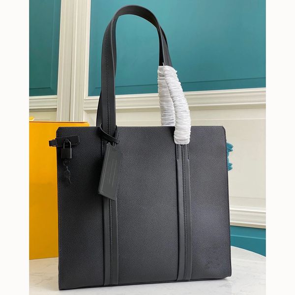 Sac fourre-tout de qualité supérieure Minimalisme Femmes Hommes Portefeuilles Cuir Véritable Cuir Moyen Sacs à main Plaine Verrouillage Mode Totes Cross Body Porte-documents