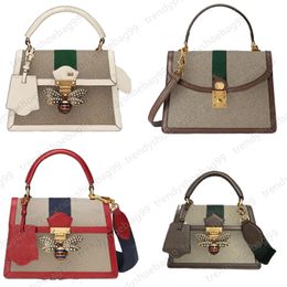 Bolsos de mujer de moda Bolso de hombro de diseñador de alta calidad Patrón de letra de cuero genuino Bolsos con hebilla de abeja Bolsos con tapa para dama Cuatro colores