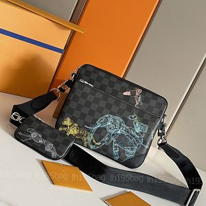 5A Diseñador Bolsa de billetera Bolsa Bag Trio Messenger Bag For Men Camera Crossbody Tote Bag Night Patchwork Classic Letter Willet Canvas 58040