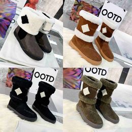 Topkwaliteit Designer Women Boots SnowDrop Fur Snow Boot Leeraat Leer Casual schoenen Zachte Winter Warm Sheepskin Shoe Buiten enkelschoen 35-41 met doos