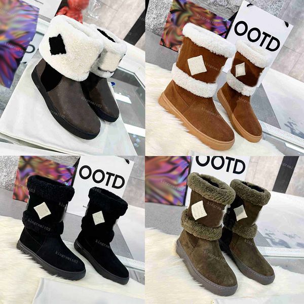 Top Qualité Designer Femmes Bottes SNOWDROP Fourrure Botte De Neige Lauréat En Cuir Casual Chaussures Doux Hiver Chaud En Peau De Mouton Chaussure En Plein Air Bottine 35-41 Avec Boîte