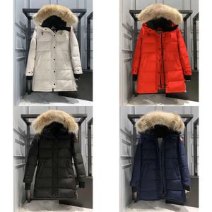 Topkwaliteit Designer Women Midd Lengte Canadese versie Puffer Damesjack Down Parkas Winter Dikke Warm Gooses Coats Winddicht Streetwear S1653 S