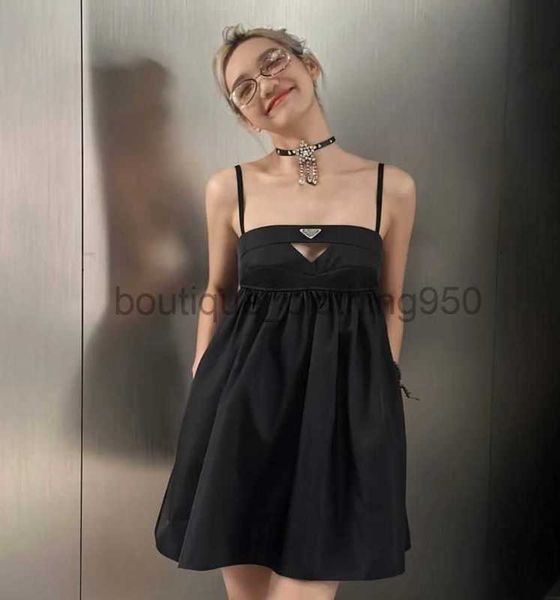 Designer de qualité supérieure robe de femme mode re-nylon robes décontractées d'été super grande jupe show mince pantalon jupe de fête noire