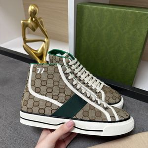 Topkwaliteit ontwerpers schoenen canvas casual schoenen luxurys ontwerpers dames schoen Italië groen en rood webrubber zool stretch katoen lage heren sneakers