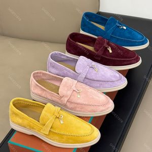 Ontwerpers Kleedschoenen 35-47 Loafers Hand genaaid in de top Kwaliteit klassieke Buckle Cashmere dames mannen platte hakken Leisure Comfort vier seizoenen loafer fabrieksschoen