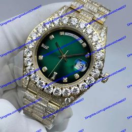 Relojes de diamantes de alta calidad 41 mm Día-Fecha 128238 128348 Bisel de esfera de diamante verde Oro de 18 quilates CAL.2813 Movimiento Reloj mecánico automático Relojes de pulsera para hombres y mujeres