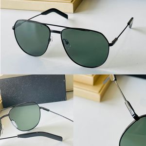 Top Kwaliteit Dubbele Brug Ovale Zonnebril Mach VPR59WS ITALIË Designer Rechthoek Belettering Logo Sunglass Metal Frame Anti-UV Lens Unisex Style Summer Black Glasses