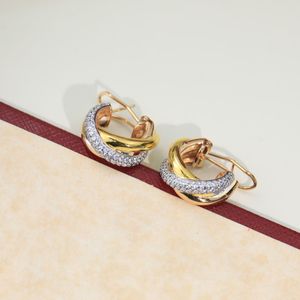 Top qualité dupe marque 925 bijoux de mode en argent sterling diamant plaqué 3 couleurs boucles d'oreilles pour les femmes