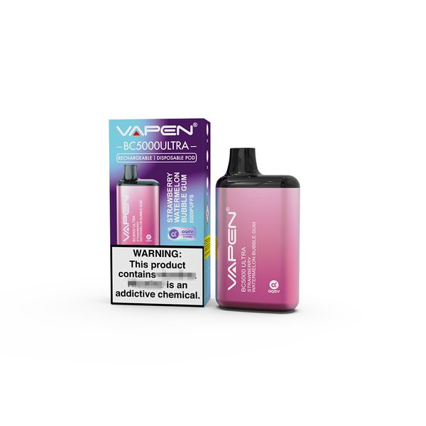 Calidad superior 0/2/5% Opcionales VAPEN ULTRA BC5000 Vape desechable Pluma 13 ml Vainas precargadas 5000Puffs Cartucho 650mAh Batería E Kits de cigarrillos DHL gratis