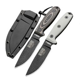 Couteau droit de survie Rowen ESEE-4POD de qualité supérieure 1095 Lame noire en acier à haute teneur en carbone Manche G10 à pleine saveur Couteaux à lame fixe 2 couleurs disponibles