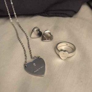 Top Qualité Extravagant Simple coeur Amant Anneau Collier Boucles D'oreilles Or Argent Rose Couleurs En Acier Inoxydable Couple Anneaux De Mode Femmes Ensembles En Gros