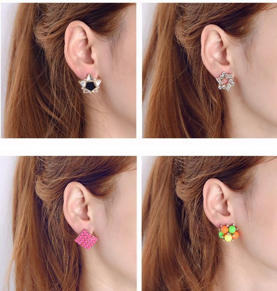 Boucles d'oreilles en diamant exquis, de qualité supérieure, vente en gros d'usine, petites boucles d'oreilles assorties avec tout, mode coréenne, lot mixte