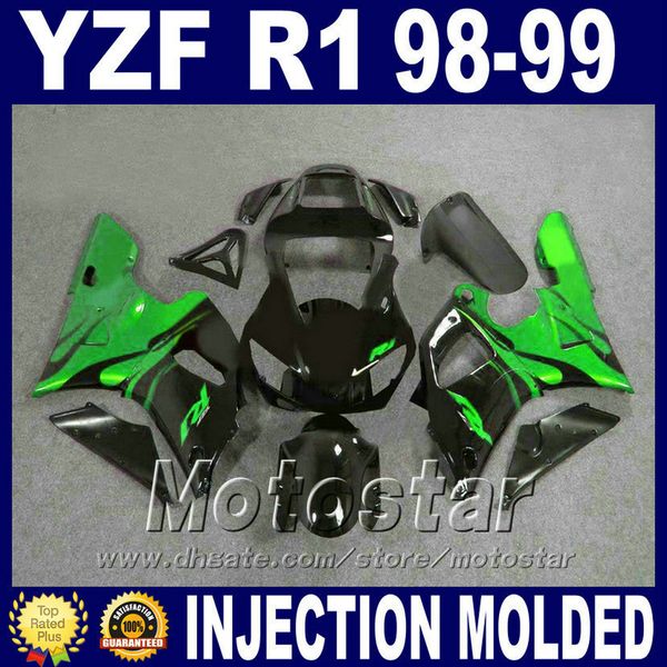 Carénages de qualité supérieure pour YAMAHA 1998 1999 R1 kit de carénage moulage par injection YZF-R1 vert ABS corps en plastique ensemble 98 99 yzf r1 P1M5