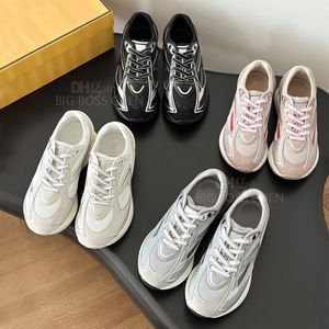 Topkwaliteit beroemd merk echt lederen veterplatform tennisschoenen mesh runway sneakers voor mannen dames luxe ontwerpers casual hardloop sportschoenen 35-45