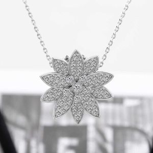 Topkwaliteit Beroemde Merk Pure 925 Sterling Silver Party Sieraden Dames Lotus Ketting CZ Europa Luxe Bloem Charms