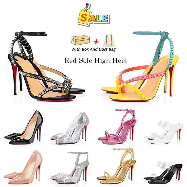 Designer red bottoms heels Femme chaussures à talons hauts Dress Shoes Studded High Heel Nude Champagne Ladies Shoes womandress High Heel shoe