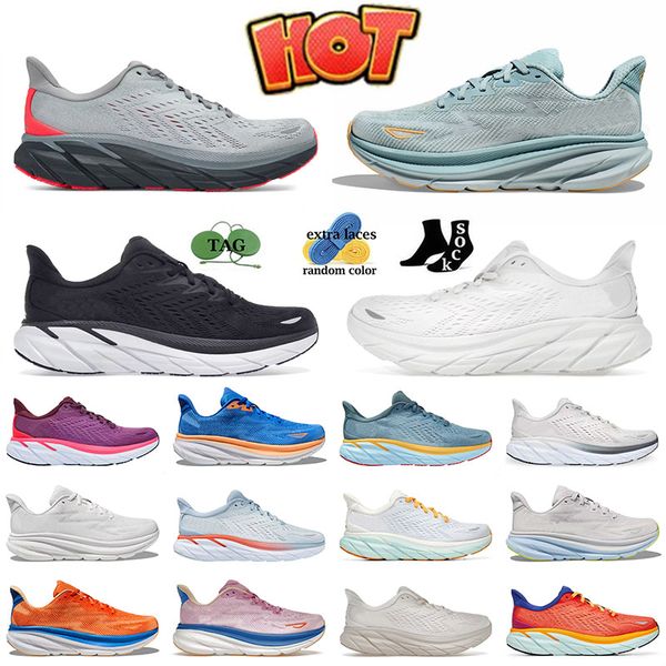 Top qualité Mode One Clifton 8 Chaussures de course Été Cyclamen Blanc Athletic Road Hommes Femmes Bondi 8 formateurs pour hommes Clifton 9 X 2 Sports Outdoors Sneakers DHgate 36-45