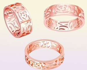 Topkwaliteit Mode Trendy 8mm 18k Rose Gold Plated Flower Vintage Wedding Bands Rings For Women Hollow Design Anillo4472867
