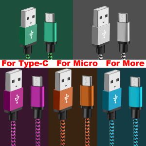 Topkwaliteit snel opladen nylon gevlochten type C USB -kabel micro Android USB -kabel voor alle mobiele kabelkabel 3ft 6ft 10ft 10ft