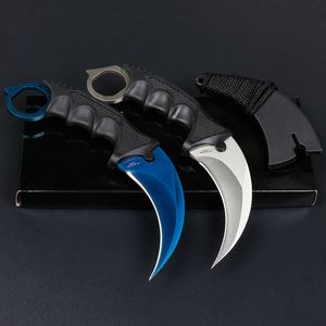 Cuchillo de garra de hoja fija de alta calidad 5CR15Mov Mango de acero ABS Karambit táctico con funda de ABS