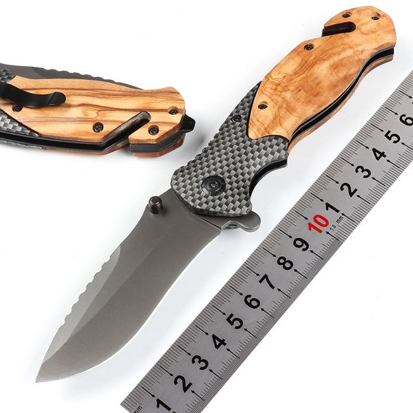 Cuchillo plegable abatible de alta calidad, hoja 440C, mango de madera, Navajas de bolsillo para acampar al aire libre