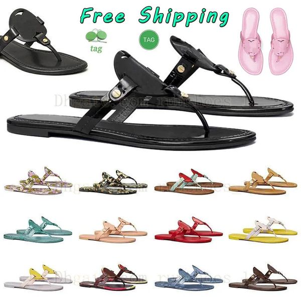 Envío gratis Flots de calidad superior zapatillas planas sandalias sandalias ventiladas ventiladas damas marrones mulas negras deslizizas playa zapatilla de verano oro rosa oro tori mujeres