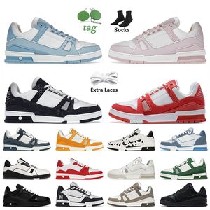 Top Qualité Fleurs Marque Designer Casual Chaussures Rose Denim Blanc Noir Rouge Plat V Baskets Jaune Vert Rouge Orange Cuir De Veau De Luxe Femmes Hommes Plate-Forme Baskets