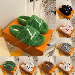 topkwaliteit bont harige slippers dames beroemde designer sandalen winter indoor groen roze zwart wit oranje wol rubbers slipper slides fuzzy flurry sliders dhgates