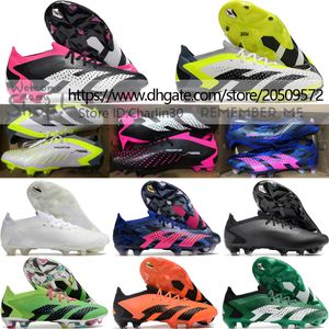 Enviar con bolsa Botas de fútbol de calidad Predator Accuracy.1 FG Botines de fútbol de versión baja para hombres Zapatillas de deporte cómodas de cuero suave para exteriores Zapatos de fútbol de punto EE. UU. 6.5-11.5