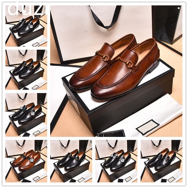 Top Calidad G Diseñadores Zapatos Mocasines de moda para hombre Cuero genuino Hombres Oficina de negocios Trabajo Zapatos de vestir formales Diseñador de marca Fiesta Boda Zapato plano Tamaño 6.5-11