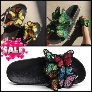 Top qualité GAI Slipper sandale plate-forme papillon Pantoufles Designer femme Summer Flat Tongs piscine extérieure Sliders chaussure de plage