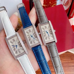Top qualité géométrique rectangulaire montre femmes en acier inoxydable strass Quartz montre-bracelet femme numéro romain horloge 23mm