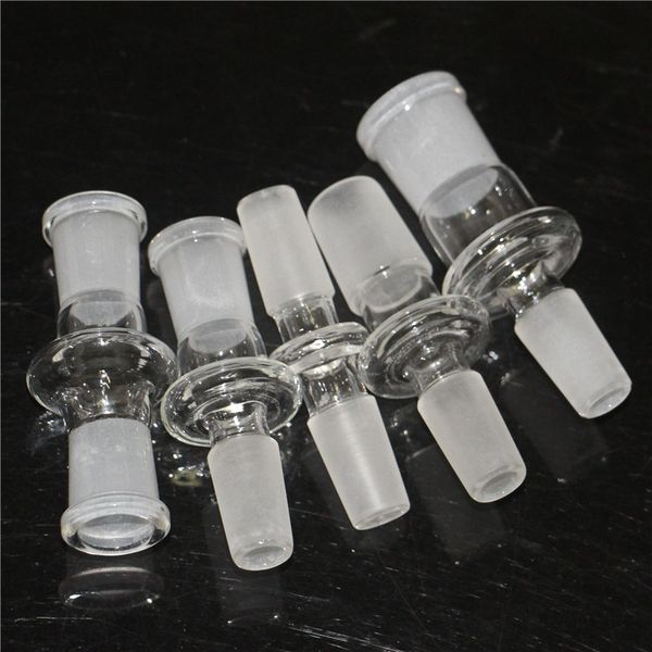 Hobelet en verre Adaptateur de tuyau de tige de verre 18 mm mâle à 14 mm Adaptateur réducteur Connecteur Connecteur Slit Diffuseur pour les bangs en verre Nail banger quartz