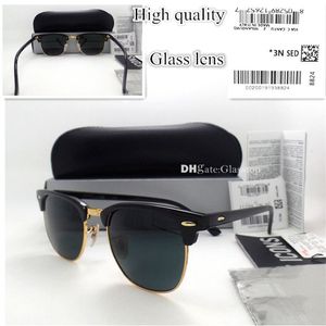 Topkwaliteit glazen lens metaal scharnier mannen dames plank frame zonnebril UV400 51 mm half frame ontwerper vintage schaduw kwikspiegel bo257v