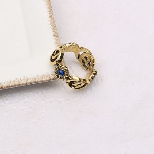 Top qualité plaqué or lettre bande anneaux pour hommes femmes créateur de mode marque lettres strass cristal métal marguerite anneau ouverture réglable bijoux