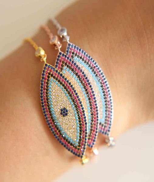 Top qualité or argent couleur AAA pierre cubique zircone turquoises fille bijoux turc mauvais œil chaîne à la mode élégant bracelet3080620