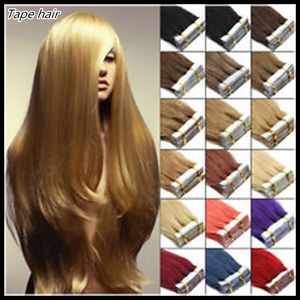 Top kwaliteit grade 8a 20g stuks 80g 40pcs lijm huid inslag pu tape in human hair extensions 16 18 20 22 24inch braziliaanse