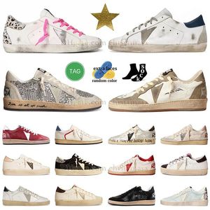 Sneakers dorés verts de qualité supérieure Designer Chaussures décontractées étoiles blancs or étincelant argent rose Italie faire la vieille plate-forme salissante