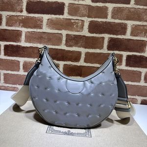 Sac demi-lune de qualité supérieure, sac à main de styliste en cuir véritable, sac à bandoulière avec lettre de suture, grande capacité, sac à bandoulière, matériel en métal, sangle amovible, fourre-tout