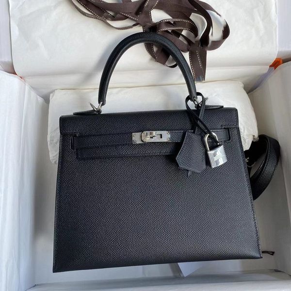 Sacs de femmes faites à la main de qualité supérieure Epsom Geuthesine Leather Designer Luxury Dames Handbags Classic Grand Capacité Twill 25 28 TOTE SCHAG TODE TOTE BACS 6894