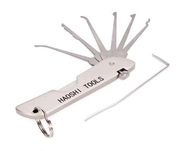 La mejor calidad Haoshi Jackknife 6 Picks de gancho 6in1 Set de seguridad para el hogar Herramienta Professional Locksmith Tool Box7908653