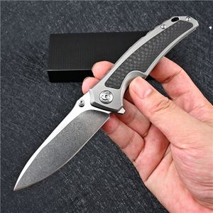 Topkwaliteit High End Flipper Folding Mes S35VN Stone Wash Blade TC4 Titanium Legering + Koolstofvezel Handvat Kogellager Mappen Messen