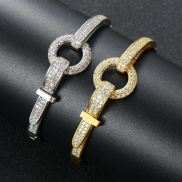 Top Qualité Hip Hop Boucle De Ceinture Bracelet Bracelet Femelle Minorité Punk Rock Main Bijoux Ensemble Avec Brillant Cubique Zircon Personnalisé Accessoires De Mode Pour Les Femmes Bijoux