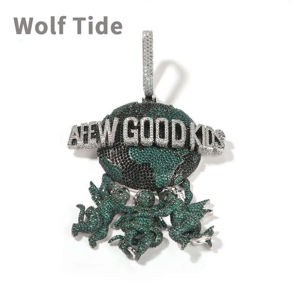 Tide de lobo de hip hop de alta calidad Hip Hop New Angel Earth Pendse Collar collar Cobre Cobre Cobonia Collar de joyería de joyería de metal versátil