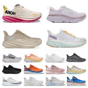 Topkwaliteit Hokas Schoenen Hardloopschoenen Dames Heren Hoka Bondi 8 Clifton 9 Free People Peach Whip Cloud Mist Blue On Cloud Designer Sneakers Trainers Big Size 47